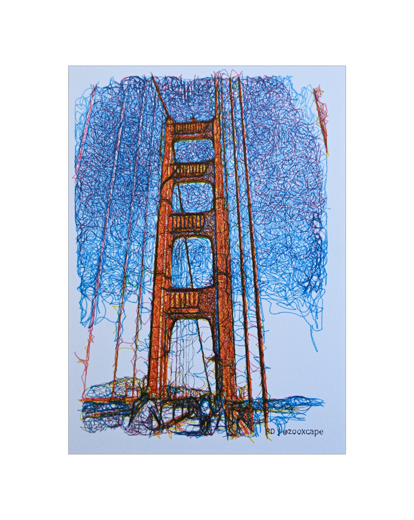 Golden Gate SF 4 | Algorithmic art | 5" x 7"