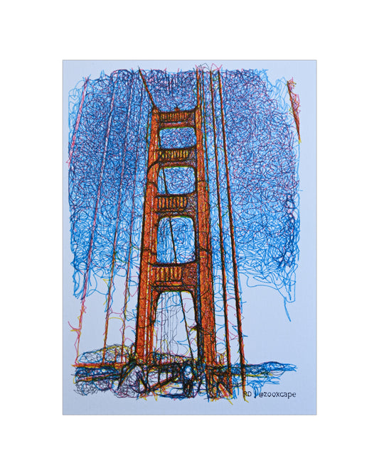Golden Gate SF 4 | Algorithmic art | 5" x 7"