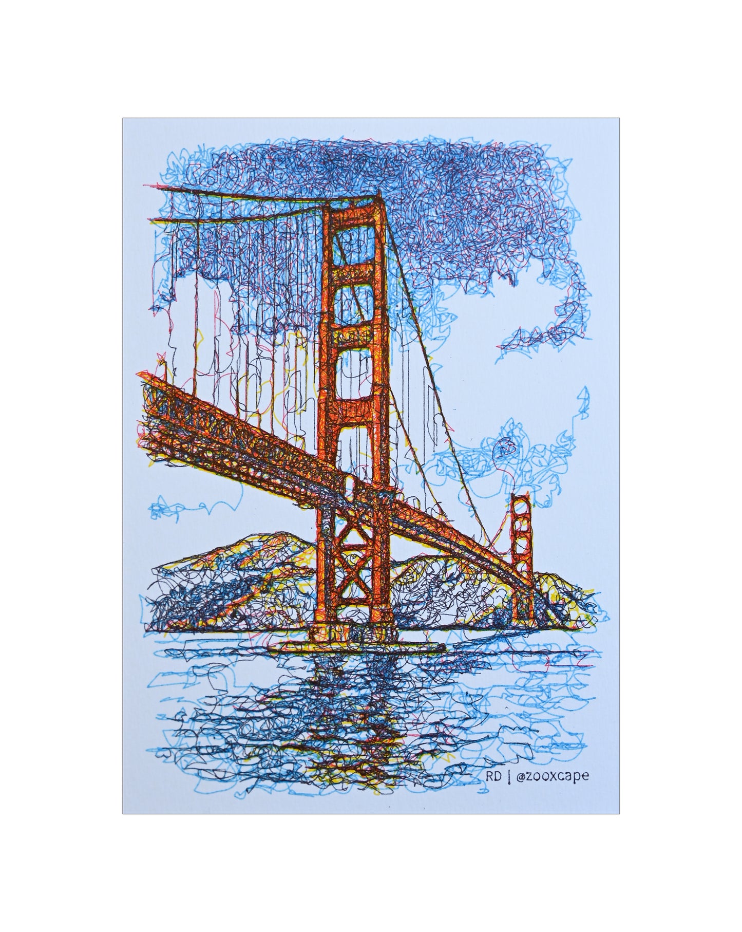 Golden Gate SF 5 | Algorithmic art | 5" x 7"