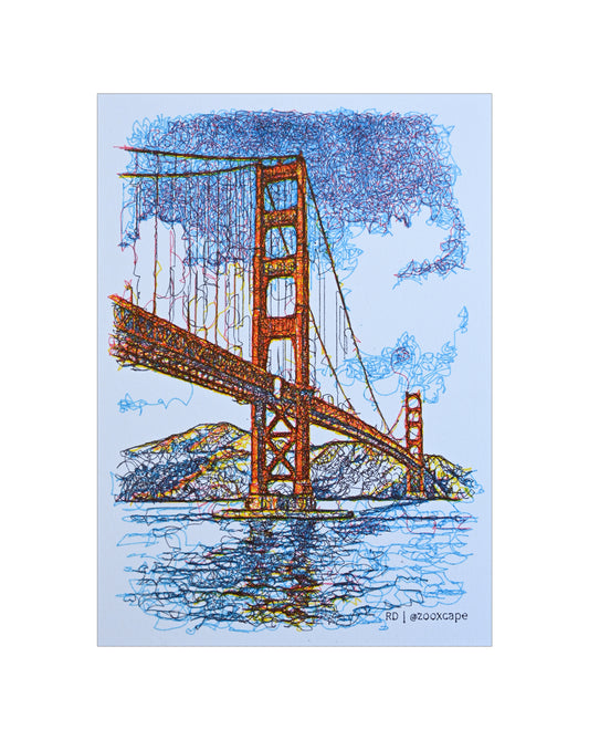 Golden Gate SF 5 | Algorithmic art | 5" x 7"