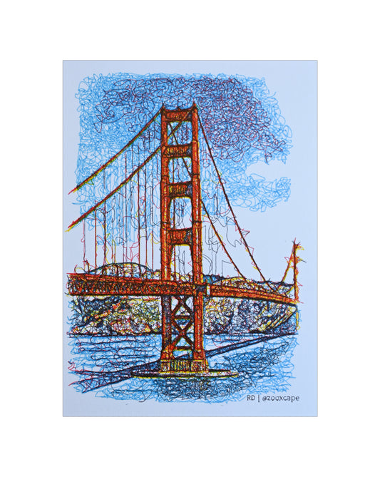 Golden Gate SF 6 | Algorithmic art | 5" x 7"
