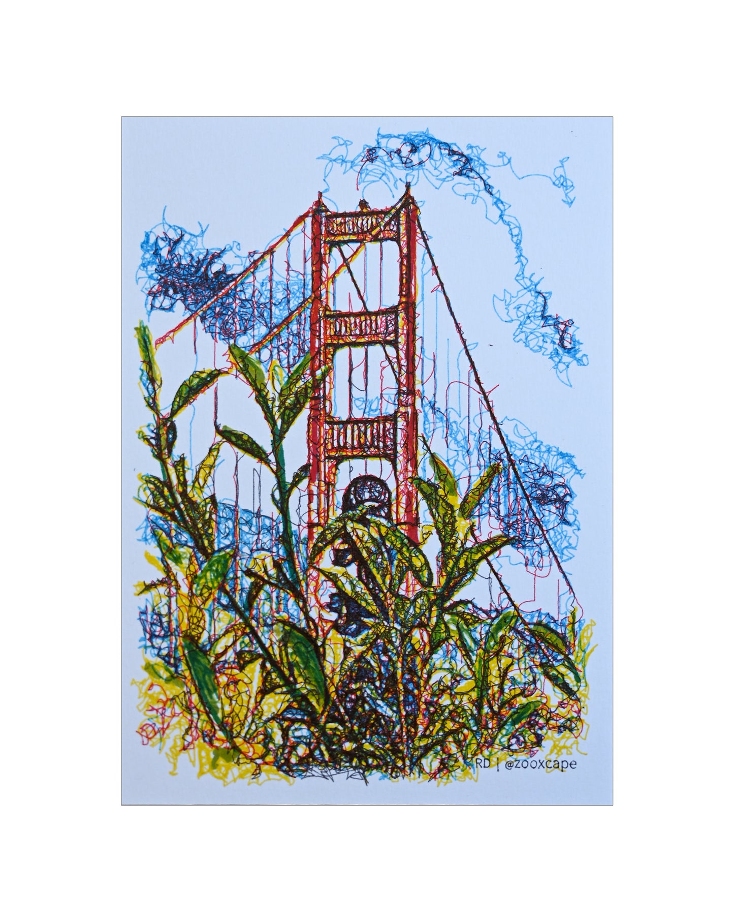Golden Gate SF 7 | Algorithmic art | 5" x 7"