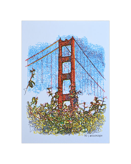Golden Gate SF 8 | Algorithmic art | 5" x 7"