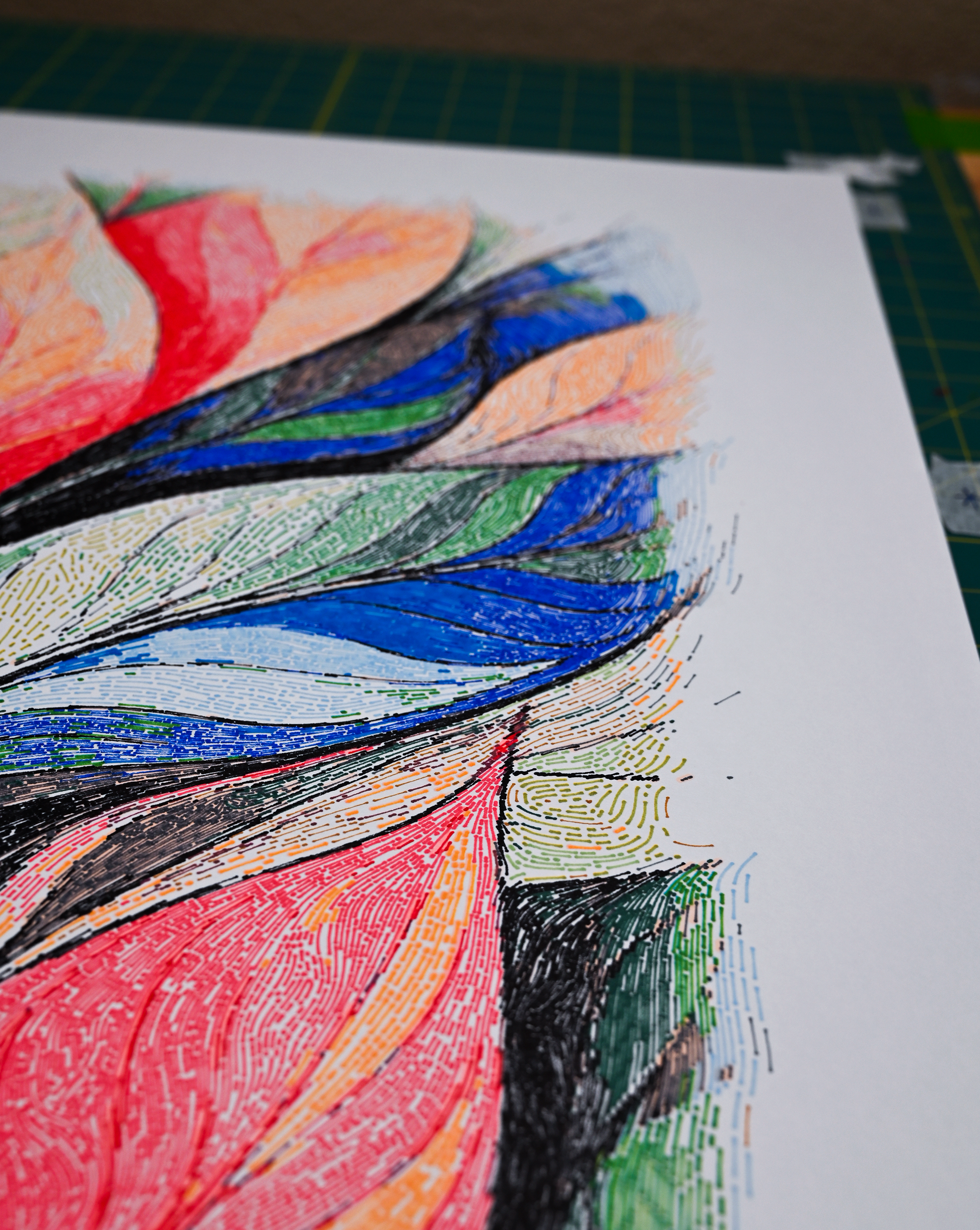 Abstract geometric line art symbolizing perception and -pen plotter art, generative art prints, algorithmic art

