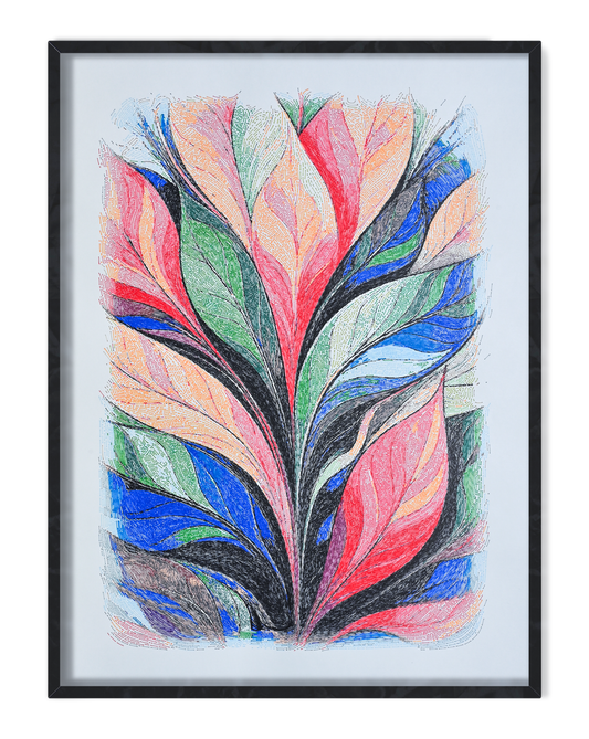 pen plotter art, generative art prints, algorithmic art
 line art symbolizing perception and depth – handmade plotter print- Right