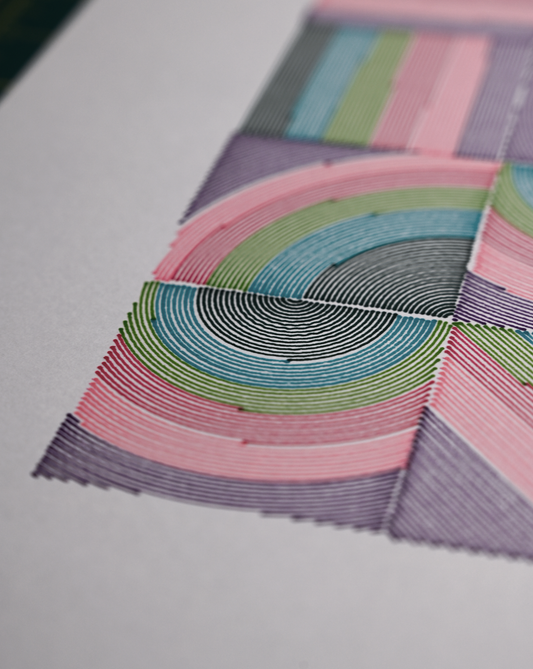 Machine-drawn abstract geometric artwork – pen plotter art, generative art prints, algorithmic art, pen plotter art
