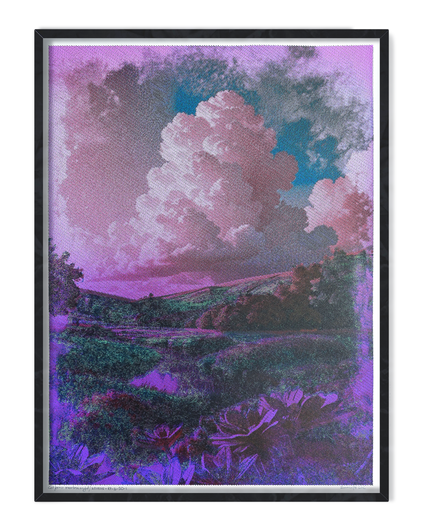 Machine-drawn geometric nightscape – generative Pen plotter art art print inspired by California skies- Main- pen plotter art, generative art prints, algorithmic art- pen plotter art, generative art prints, algorithmic art