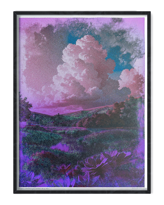 Machine-drawn geometric nightscape – generative Pen plotter art art print inspired by California skies- Main- pen plotter art, generative art prints, algorithmic art- pen plotter art, generative art prints, algorithmic art