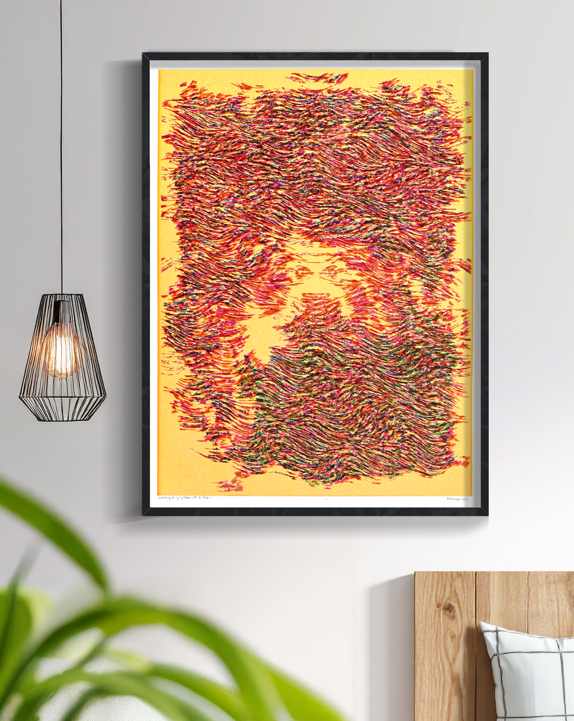 Machine-drawn geometric pattern resembling garden trellis – generative design artwork- Top