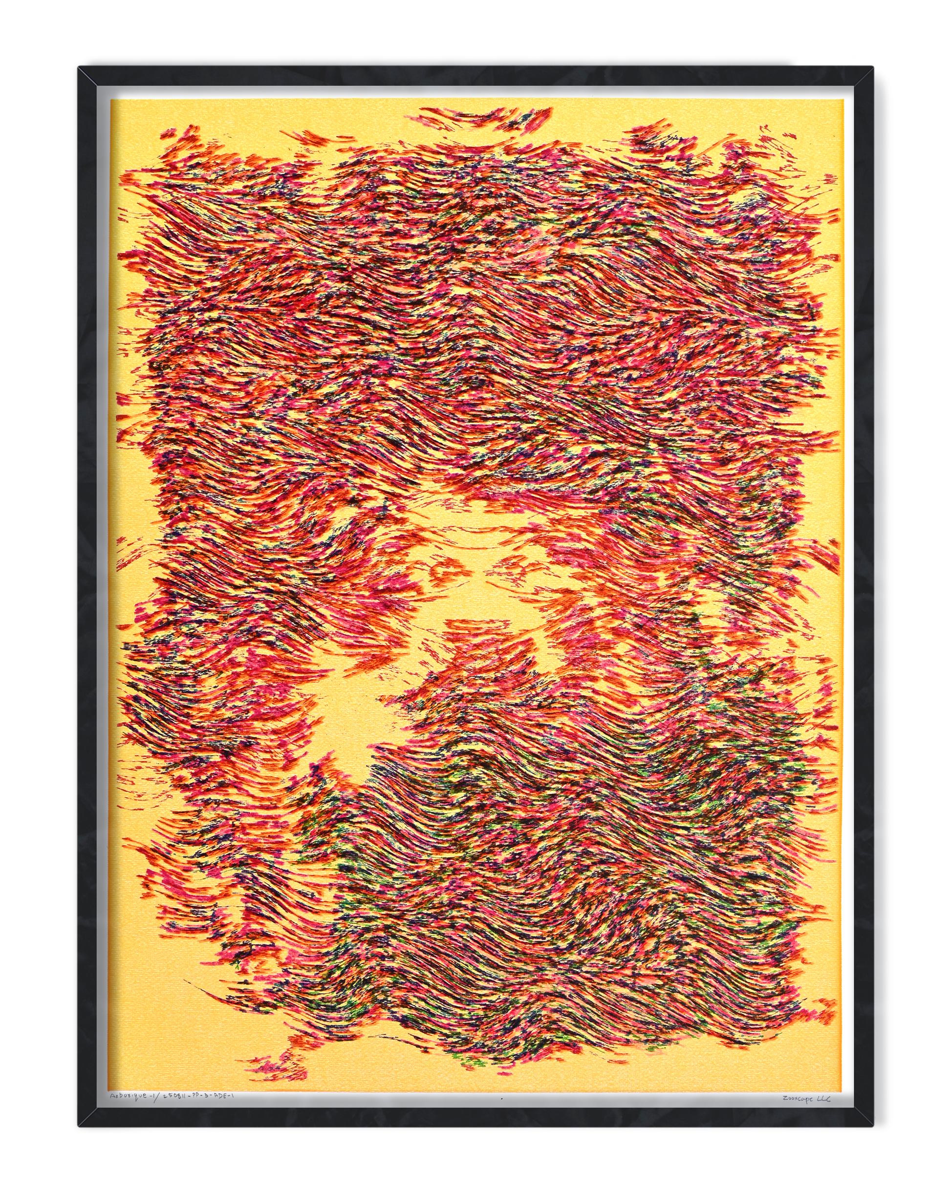 Machine-drawn geometric pattern resembling garden trellis – generative design artwork- Front