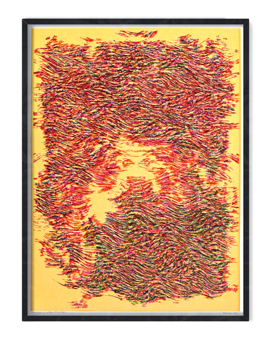 Machine-drawn geometric pattern resembling garden trellis – generative design artwork- Front