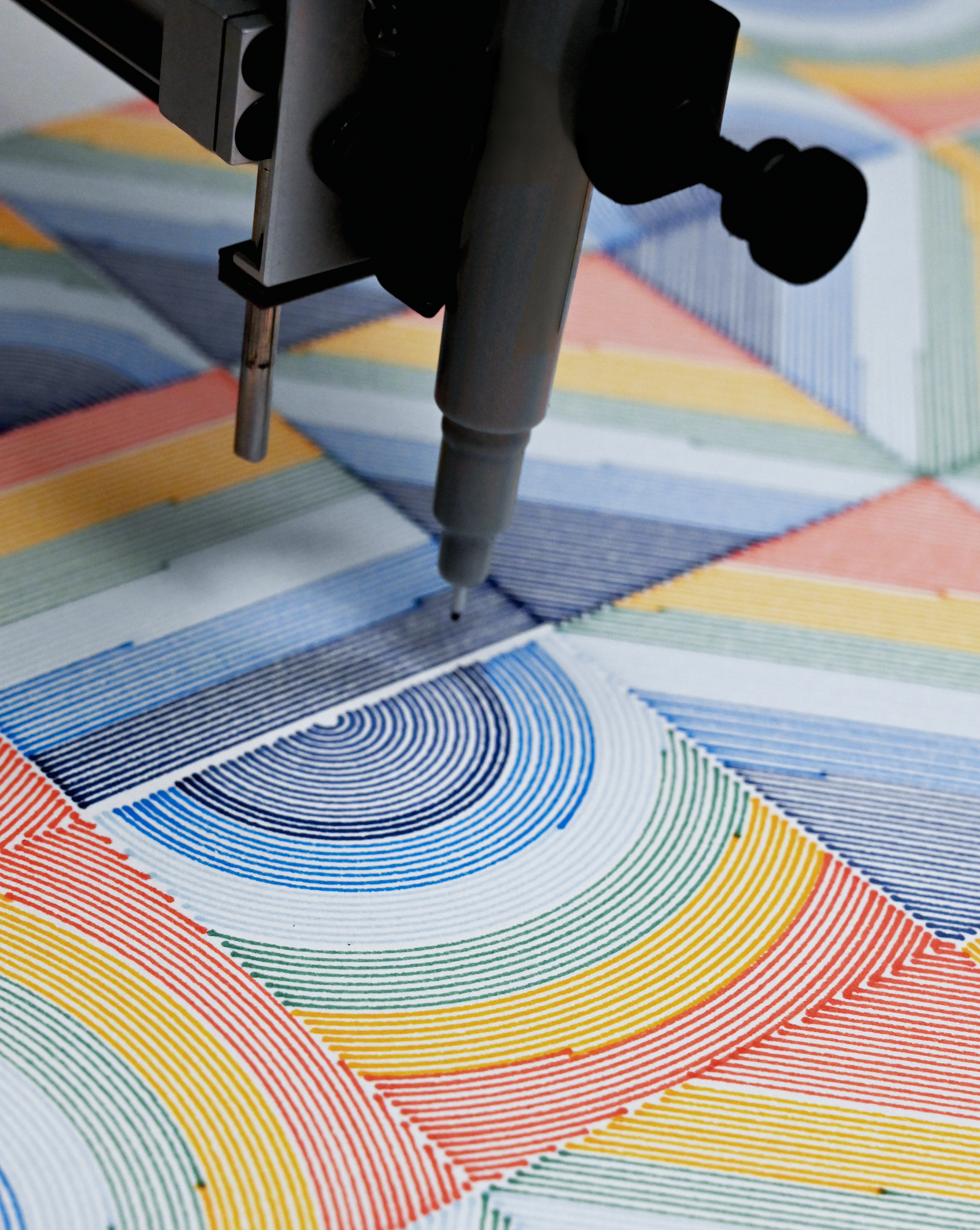 Machine-drawn geometric art in tonal gradients pen plotter art, generative art prints, algorithmic art,