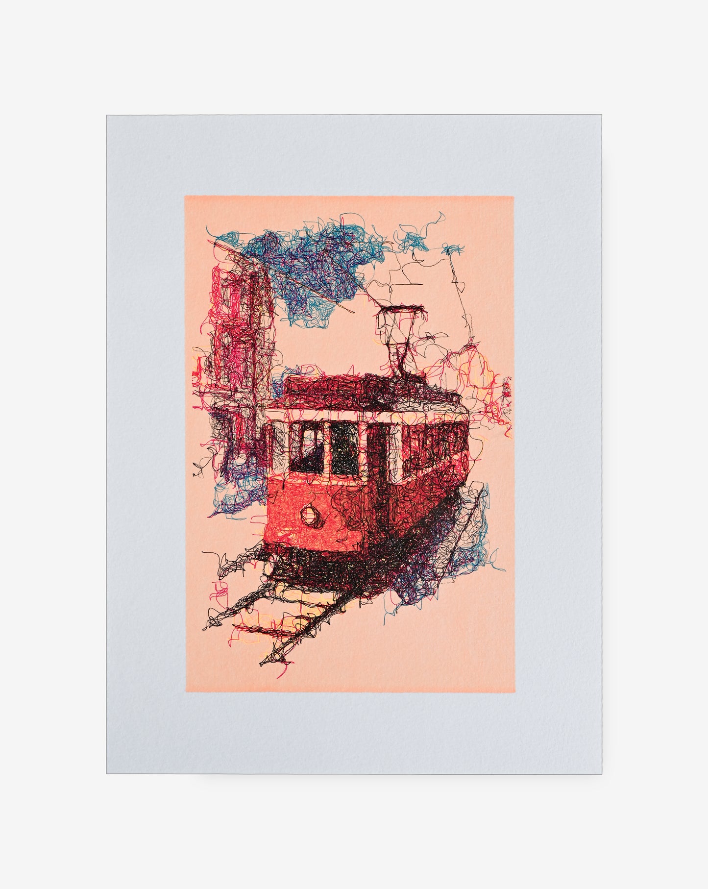 Minimalist line art plotter drawing with fine geometric detail – algorithmic art print made by plotter artist.