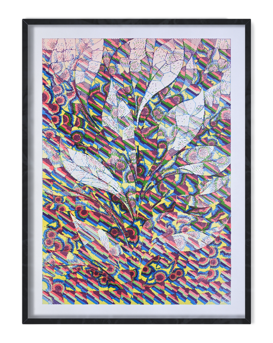 Machine-drawn geometric pattern inspired by glass and reflection pen plotter art, generative art prints, algorithmic art