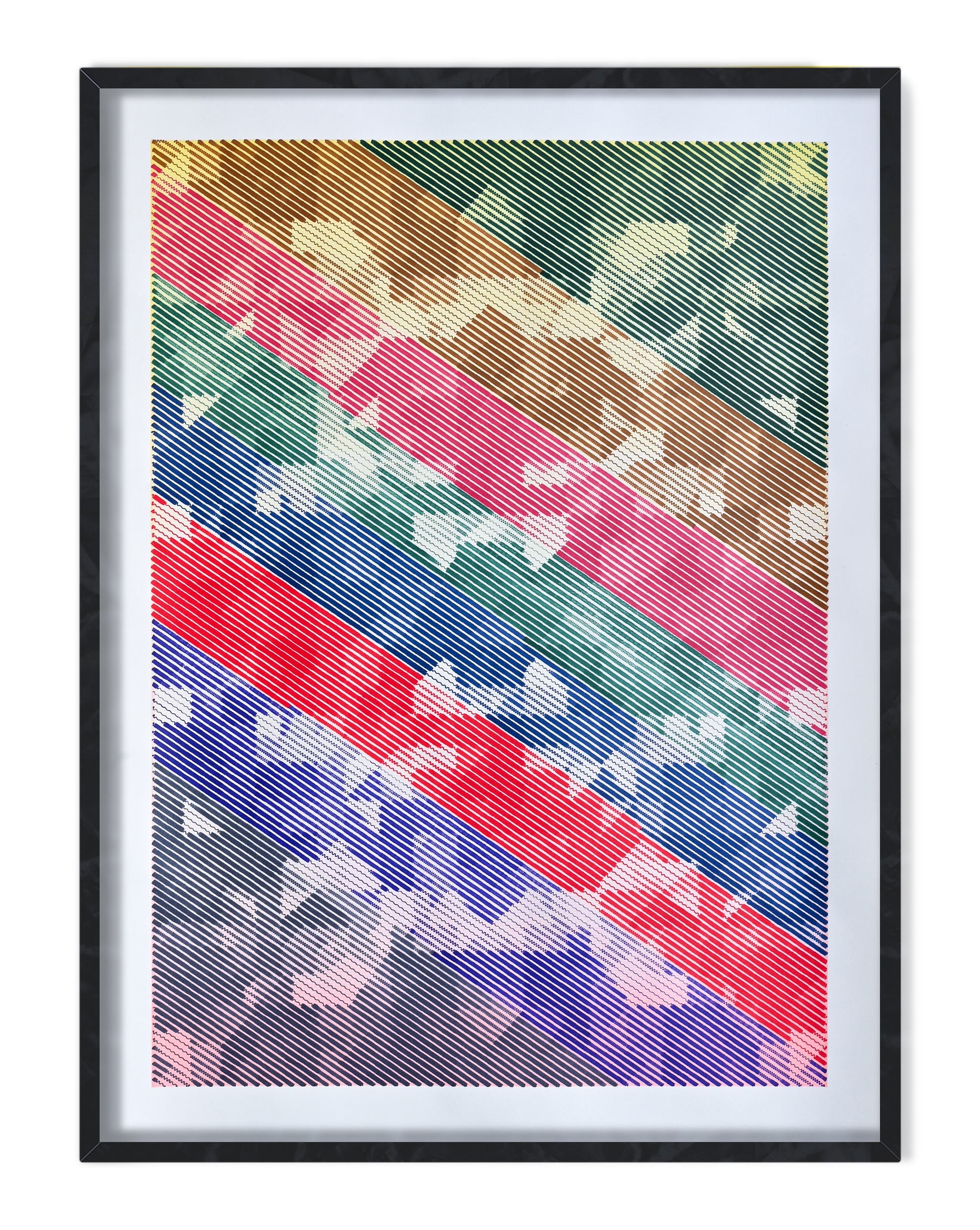 Machine-drawn octagonal geometric pattern –pen plotter art, generative art prints, algorithmic art