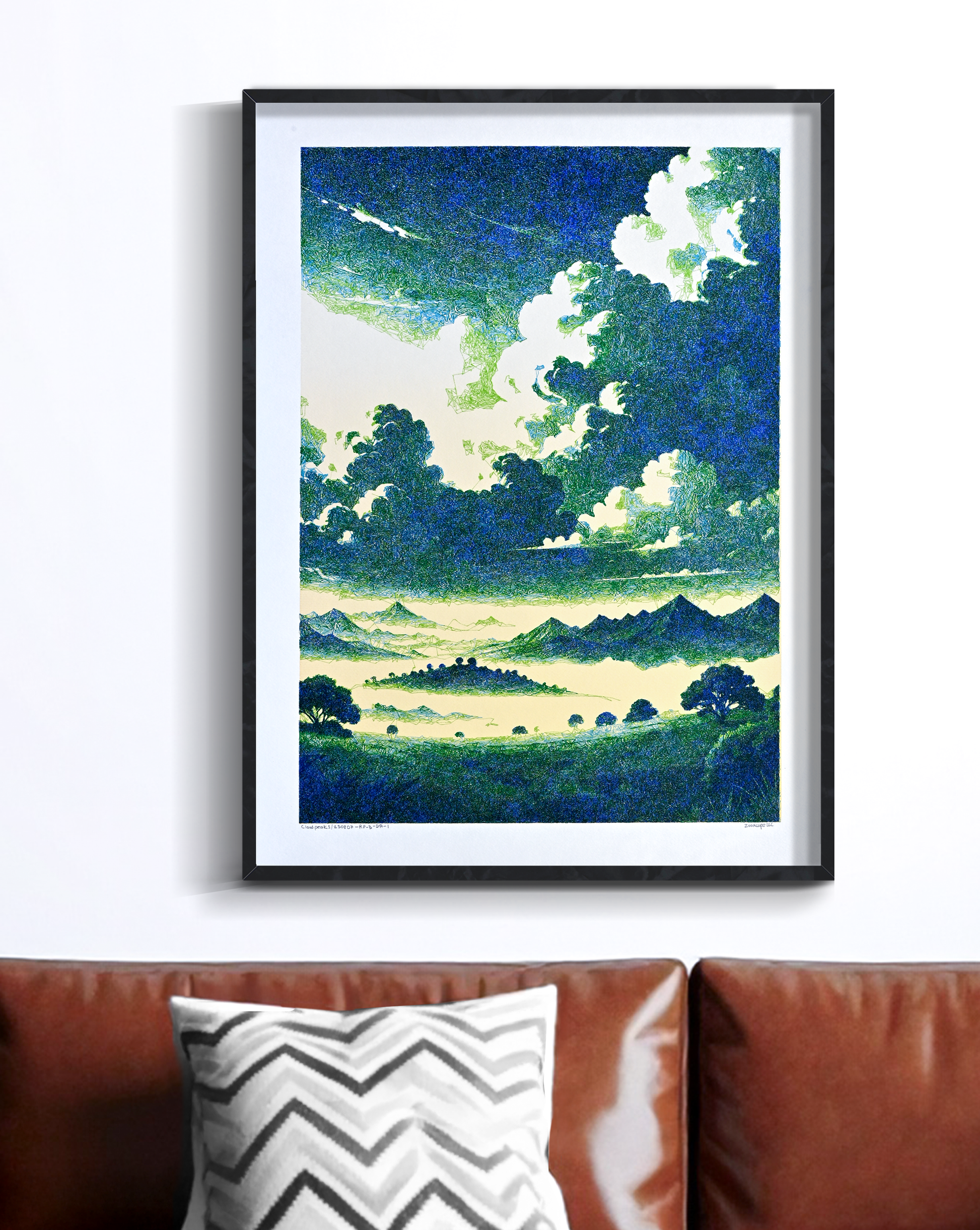 Minimalist plotter art print inspired by mountain -pen plotter art, generative art prints, algorithmic art