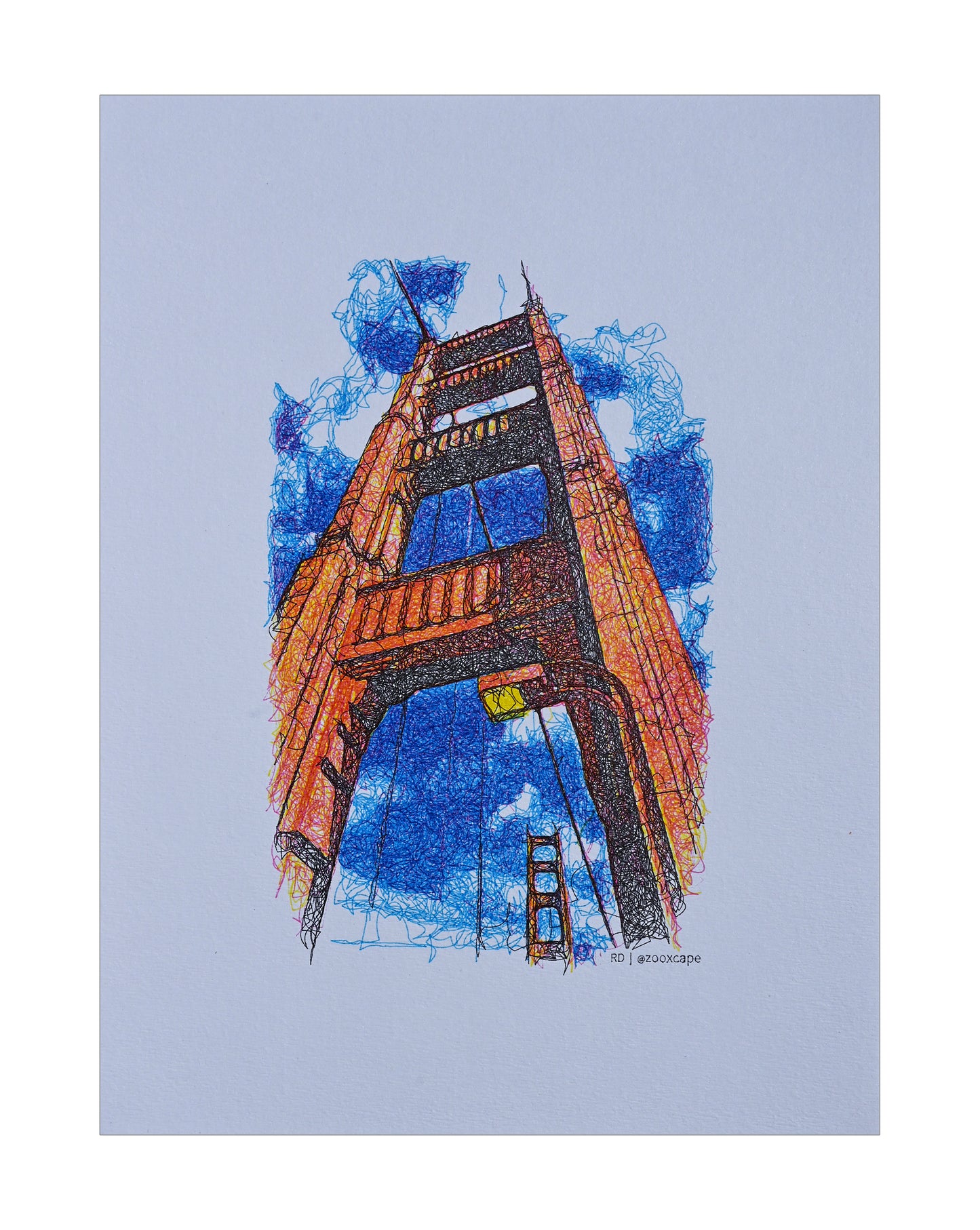 The Golden Gate 1 | Pen plotter art | 9" x 12"