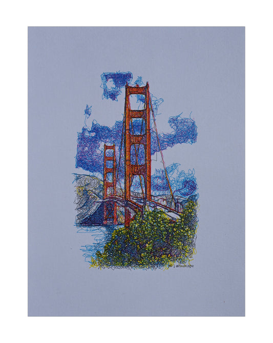 The Golden Gate 2 | Pen plotter art | 9" x 12"