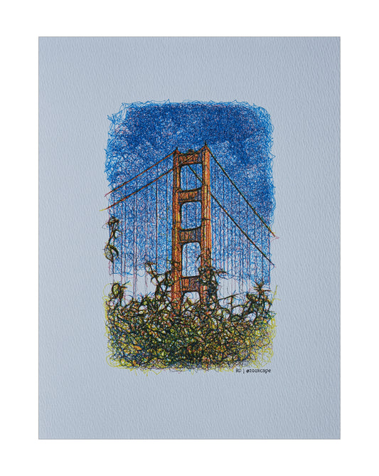 The Golden Gate 3 | Pen plotter art | 9" x 12"
