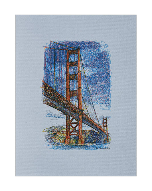 The Golden Gate 4 | Pen plotter art | 9" x 12"