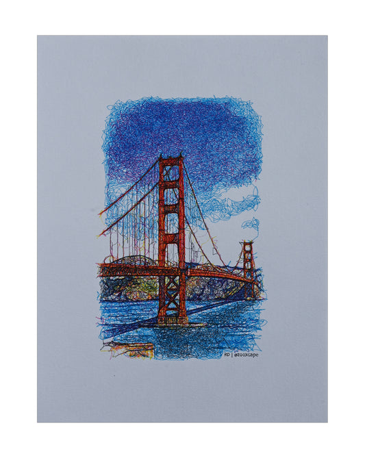 The Golden Gate 9 | Pen plotter art | 9" x 12"