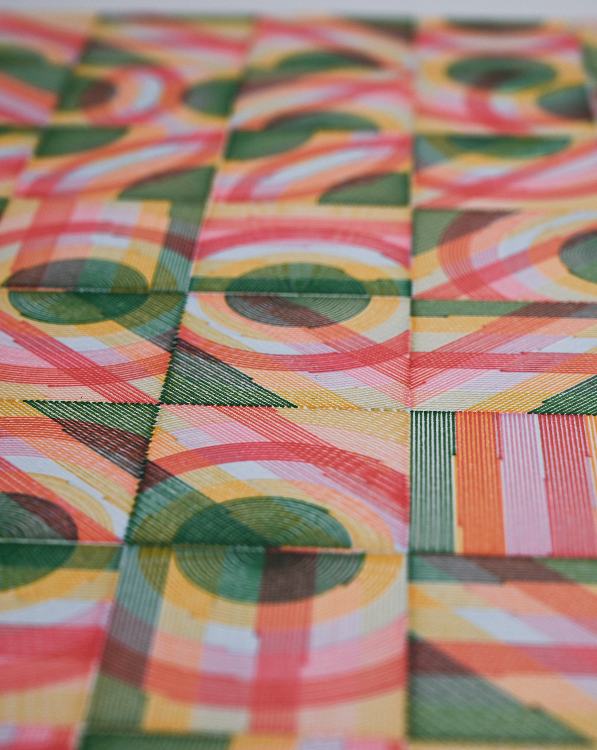 Geometric drawing inspired by woven fabric pen plotter art, generative art prints, algorithmic art,